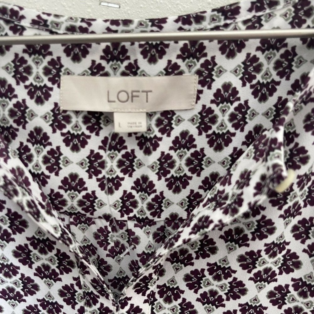 ANN TAYLOR LOFT Long Sleeve floral blouse Size Lar - Picture 3 of 8